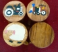 Kindertisch aus Holz, Motiv Traktor, schwarz